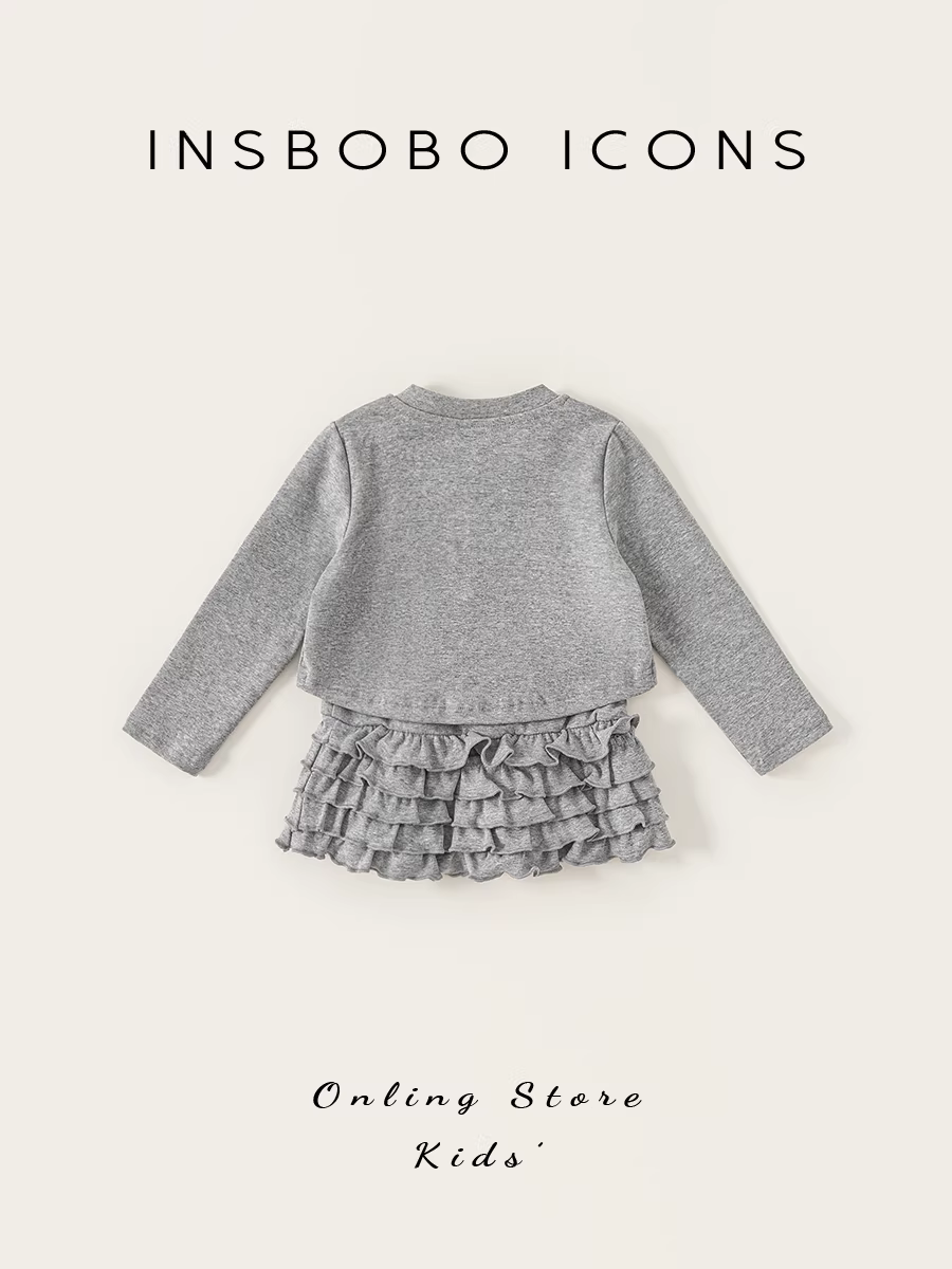 Bộ trang phục bé gái INSbobo mùa thu sớm 2025, trang phục bé gái mùa thu mới, váy trẻ em, quần áo trẻ em thời trang, quần áo trẻ em hợp xu hướng