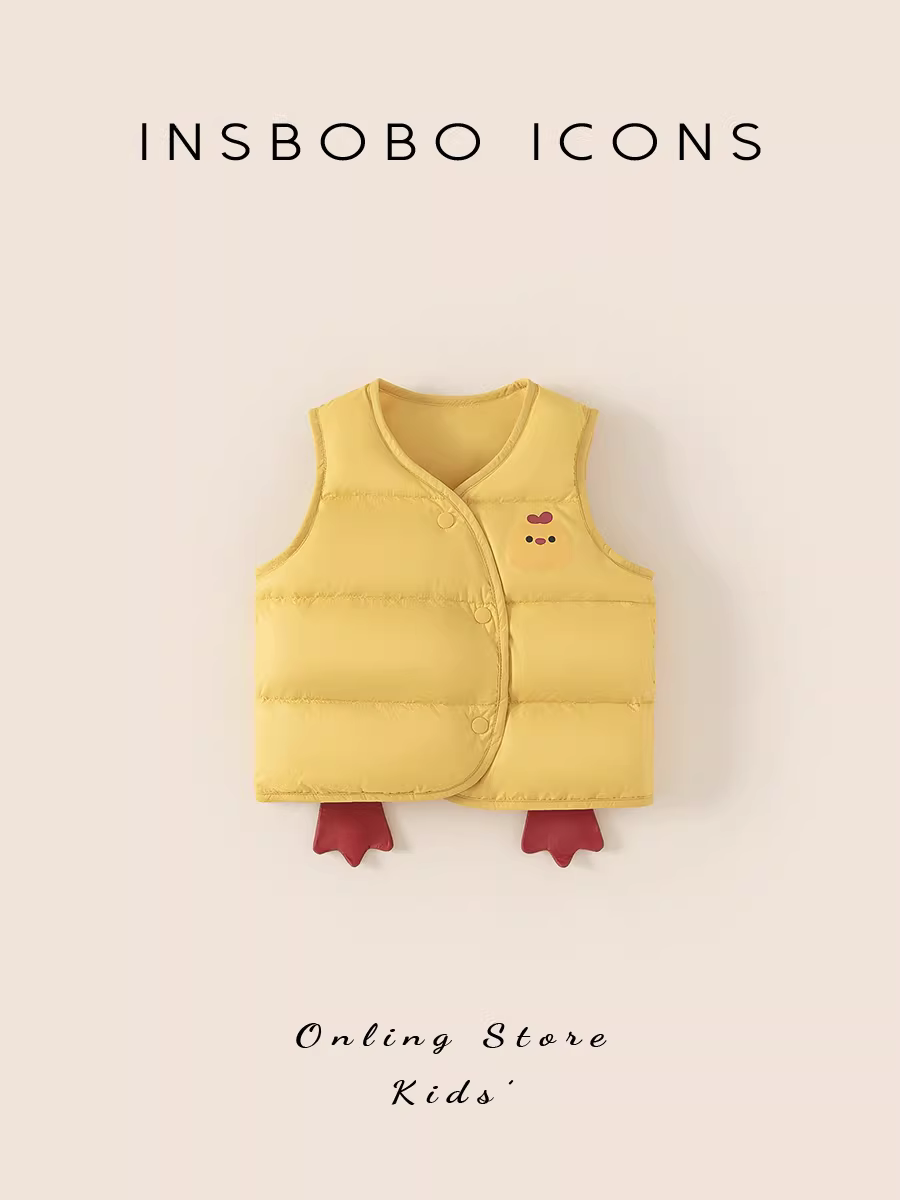 Áo phao trẻ em INSbobo mùa thu đông 2025, áo phao lông vũ trắng 90% cho bé gái, áo phao mùa đông cho bé trai