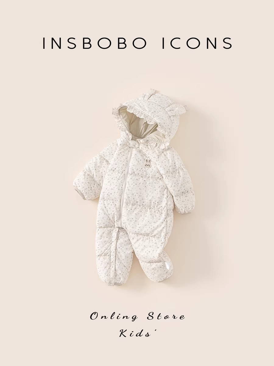 Áo khoác phao bé sơ sinh mùa đông 2025 kiểu mới, quần áo dạo chơi cho bé, áo khoác phao liền thân dày dặn mùa đông