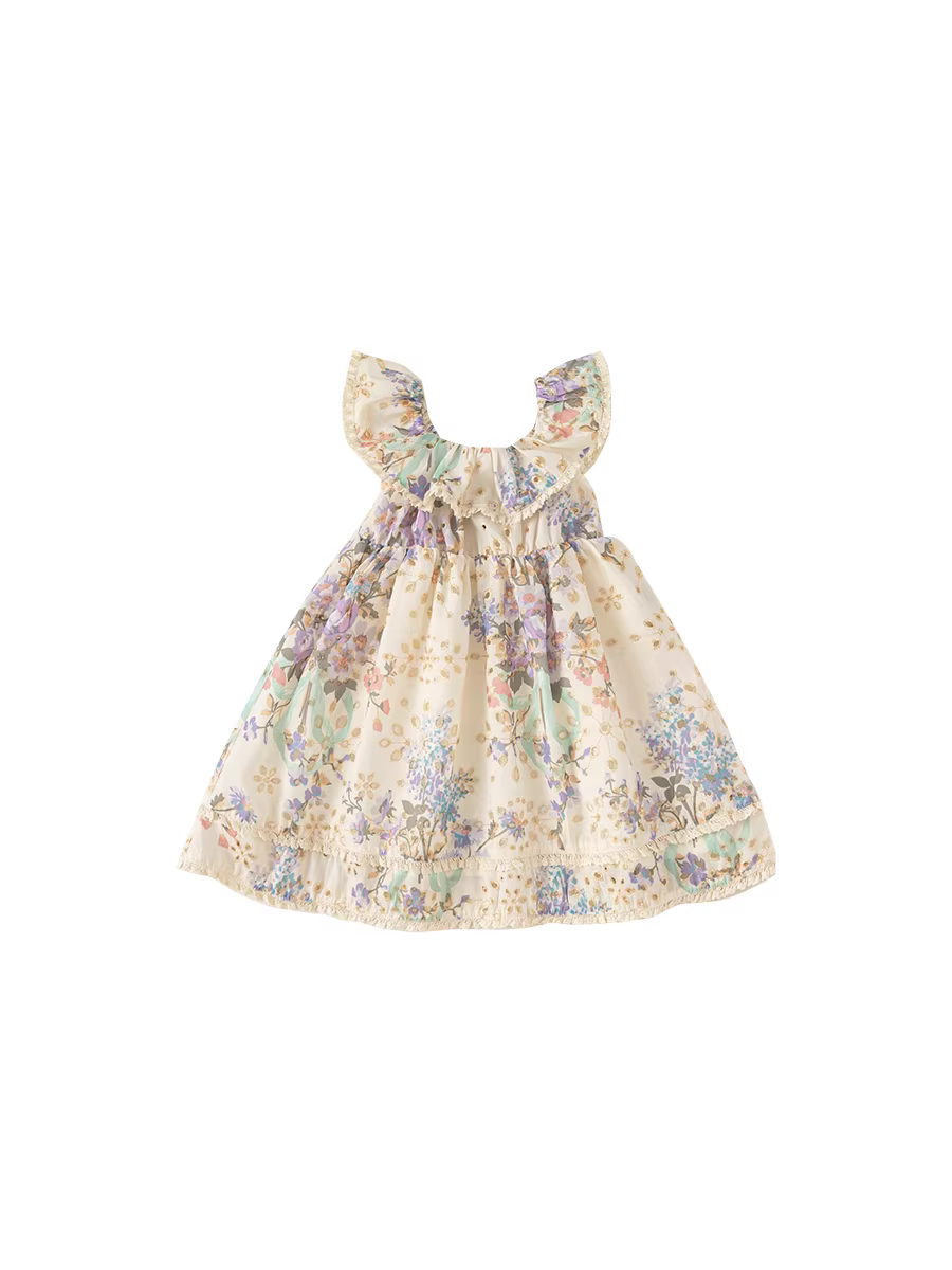 Váy hè INSbobo cho bé gái 2025, mẫu mới in họa tiết, váy trẻ em thời trang, váy công chúa bé gái có dây đeo