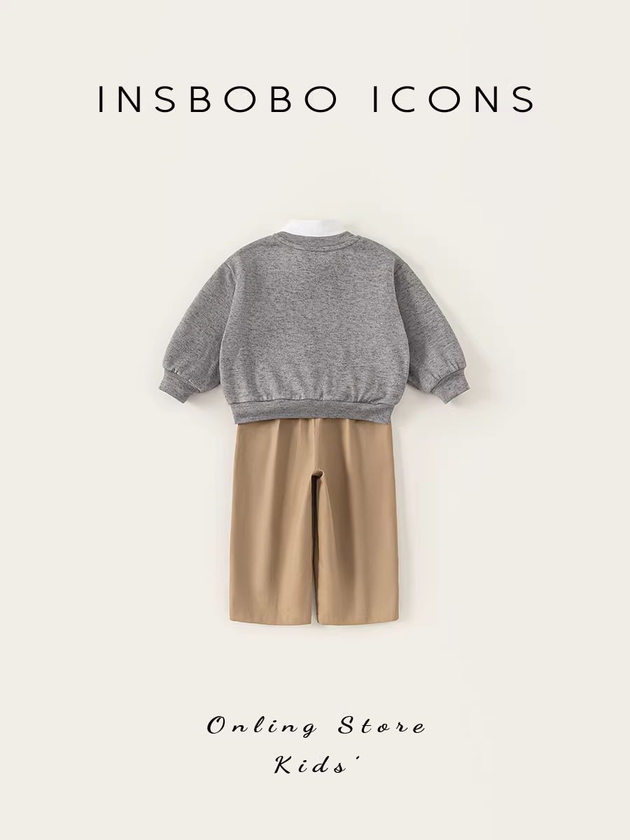 Bộ vest bé trai INSbobo thu đông 2025, quần áo trẻ em xuân thu, bộ ba món thời trang trẻ em, quần áo trẻ em hợp xu hướng