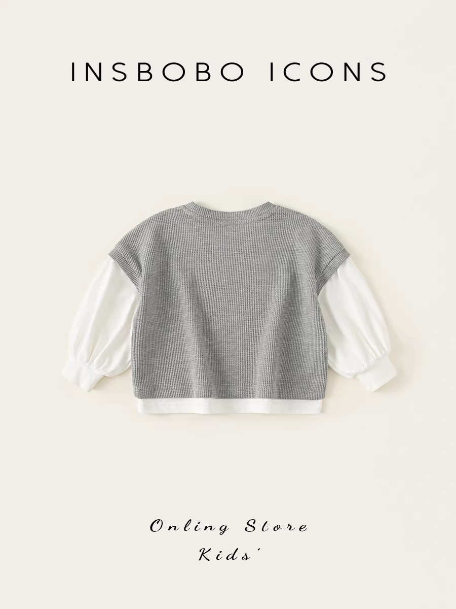 Áo nỉ trẻ em INSbobo kiểu xuân thu 2025, áo bé gái, áo bé trai tay raglan, thời trang trẻ em mùa thu
