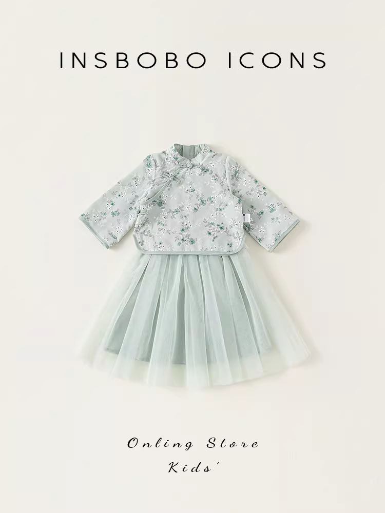 Bộ trang phục Hanfu kiểu Trung Hoa mới cho bé gái, kiểu dáng Đường phục, váy, quần áo mùa thu trẻ em, kiểu mới 2025, trang phục dân tộc cho bé gái mùa đông