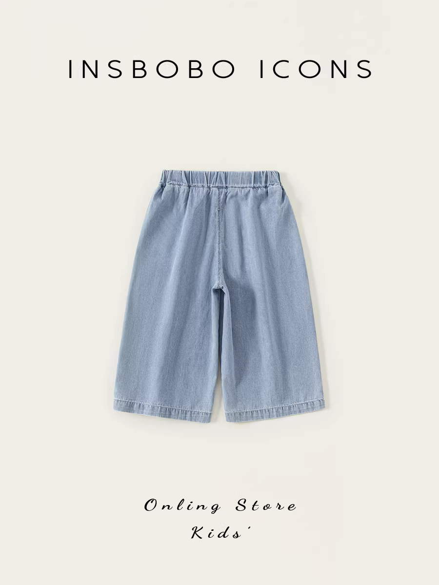 Quần INSbobo cho bé gái, trang phục mùa hè 2025, quần jeans trẻ em thời trang, quần ống đứng trẻ em, quần áo mùa hè cho bé