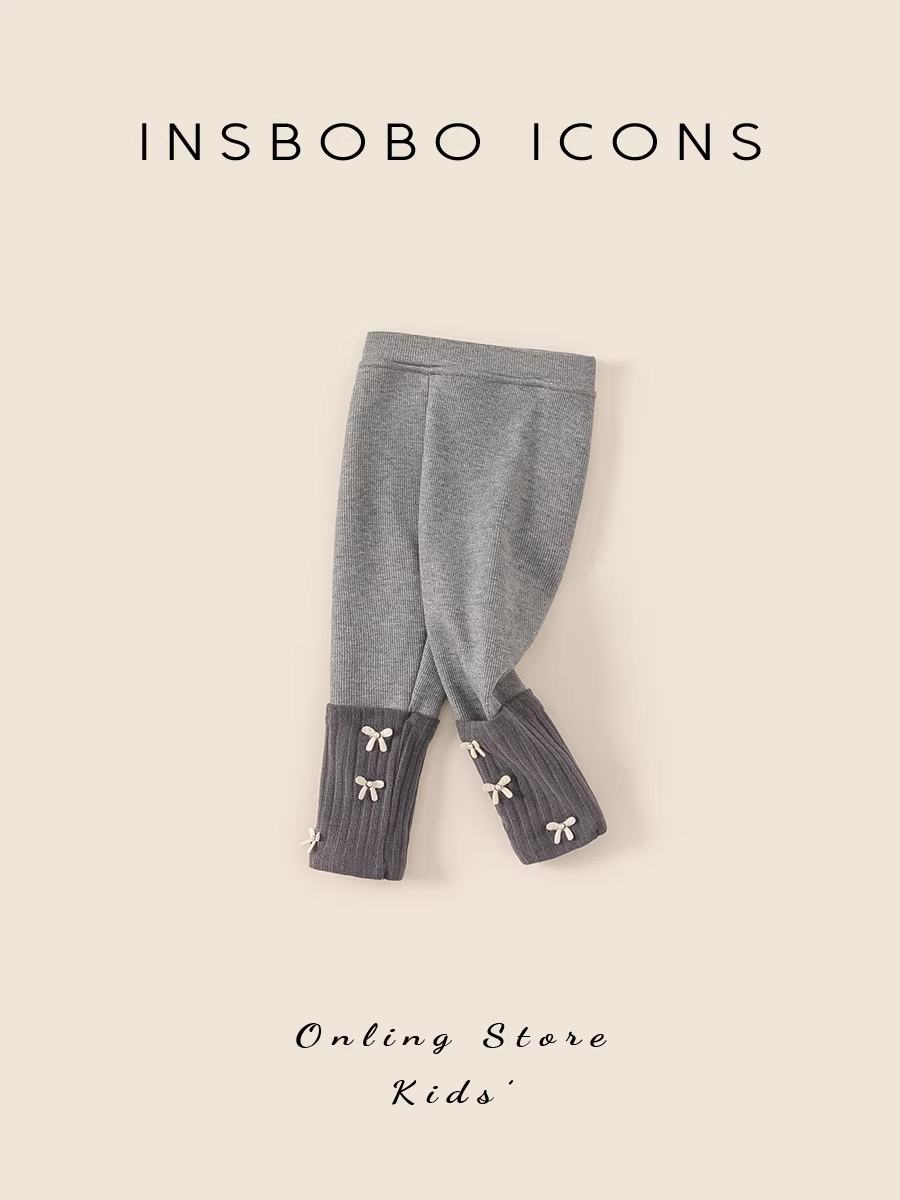 Quần bé gái INSbobo mùa đông 2025 kiểu dáng mới thời trang, quần legging dày giữ ấm cho bé, quần thường ngày mùa thu đông