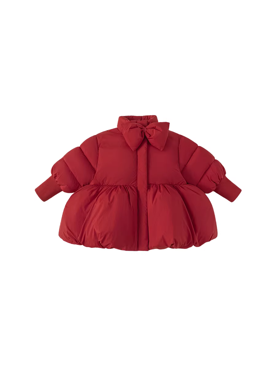 Áo khoác cotton bé gái INSbobo, ba lớp chống thấm, giữ ấm mùa đông, kiểu mới 2025, quần áo cotton bé gái màu đỏ, thời trang mùa đông, hợp xu hướng