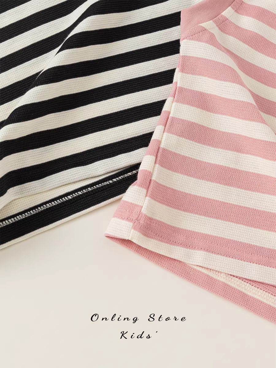 INSbobo áo yếm thời trang dành cho nữ cổ POLO áo không tay dành cho trẻ em áo thun ngắn tay sọc cổ điển dành cho bé gái