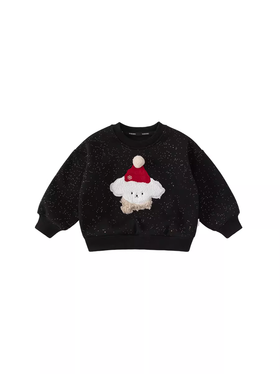 Áo nỉ bé trai INSbobo mùa đông mới 2025, áo lót lông cừu dễ thương cho bé gái, áo kiểu thời trang thu đông