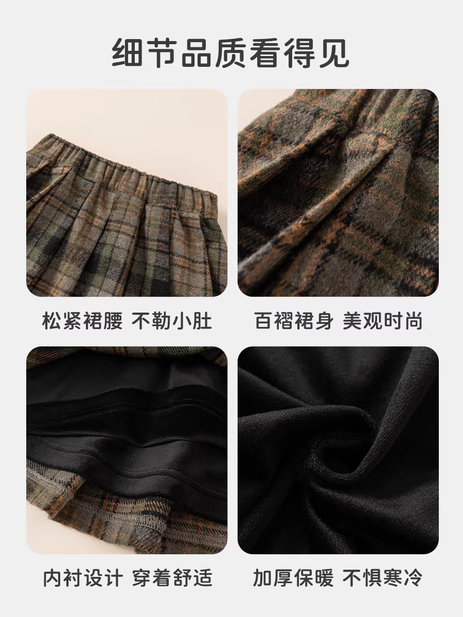 Váy nhung trẻ em INSbobo kiểu mới mùa đông 2025, váy xếp ly bé gái mùa thu đông thời trang