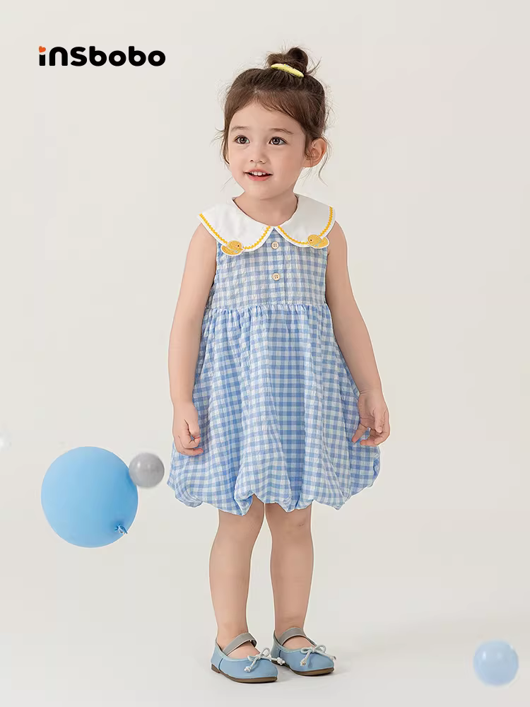 Váy bé gái INSbobo, váy búp bê bé gái, kiểu mới mùa hè, váy nụ hoa trẻ em, thời trang đầu hè 2025