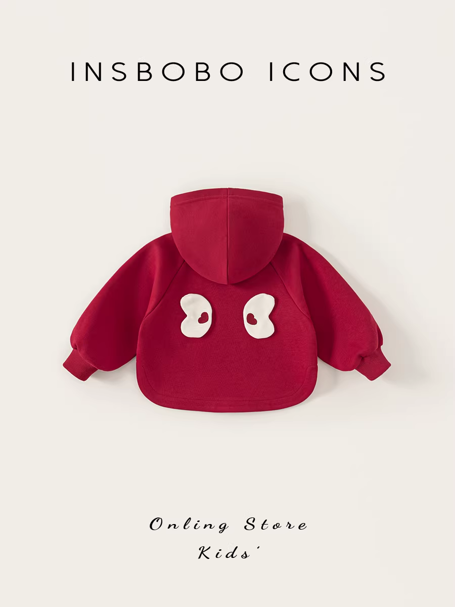 Áo khoác bé gái INSbobo thu đông 2025 kiểu mới, áo có mũ dành cho bé gái, quần áo trẻ em, thời trang xuân thu trẻ em.