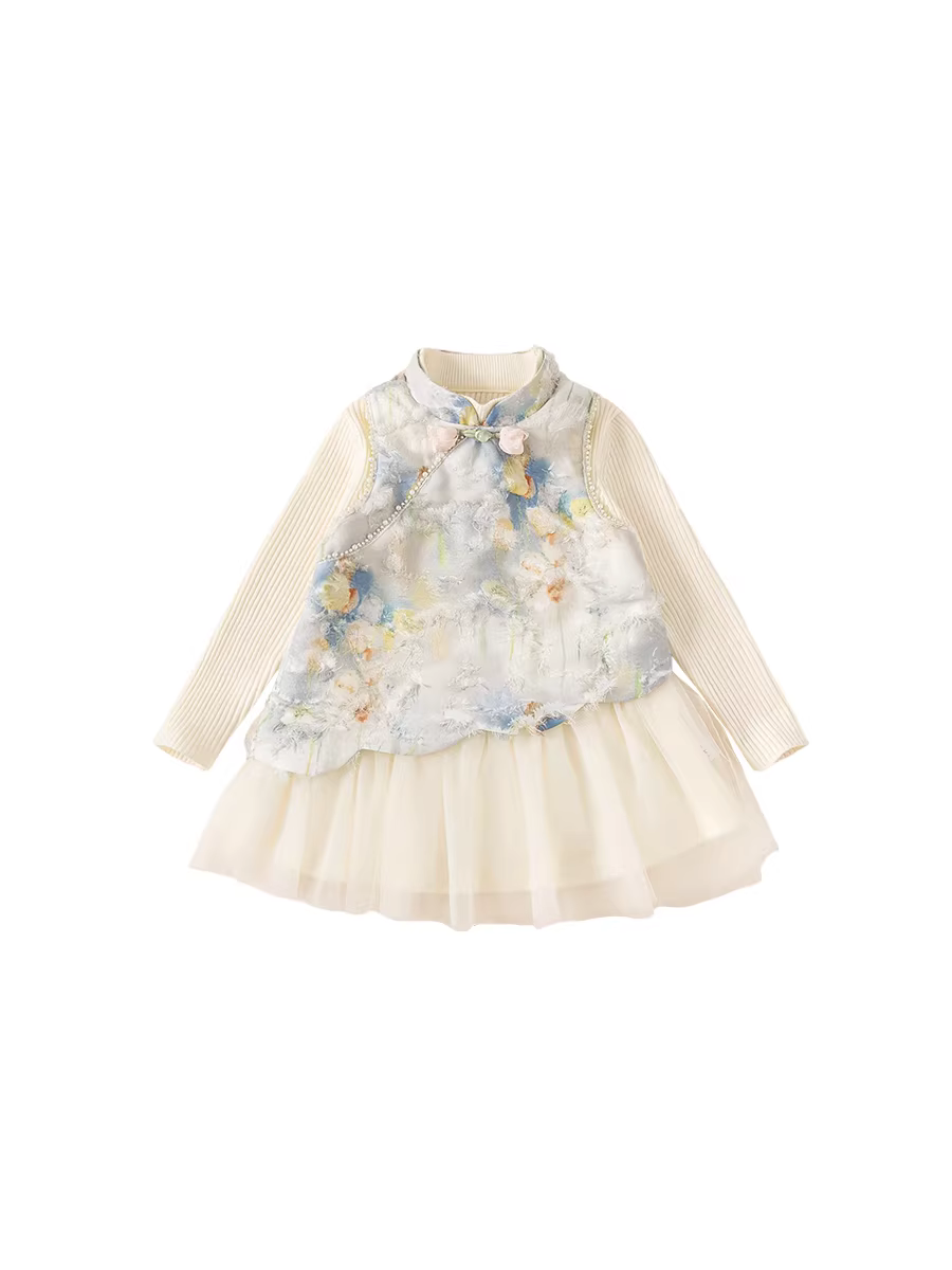 Bộ trang phục Hanfu mùa đông 2025 cho bé gái INSbobo, kiểu Trung Hoa, thời trang thu đông, phong cách Tang phục.