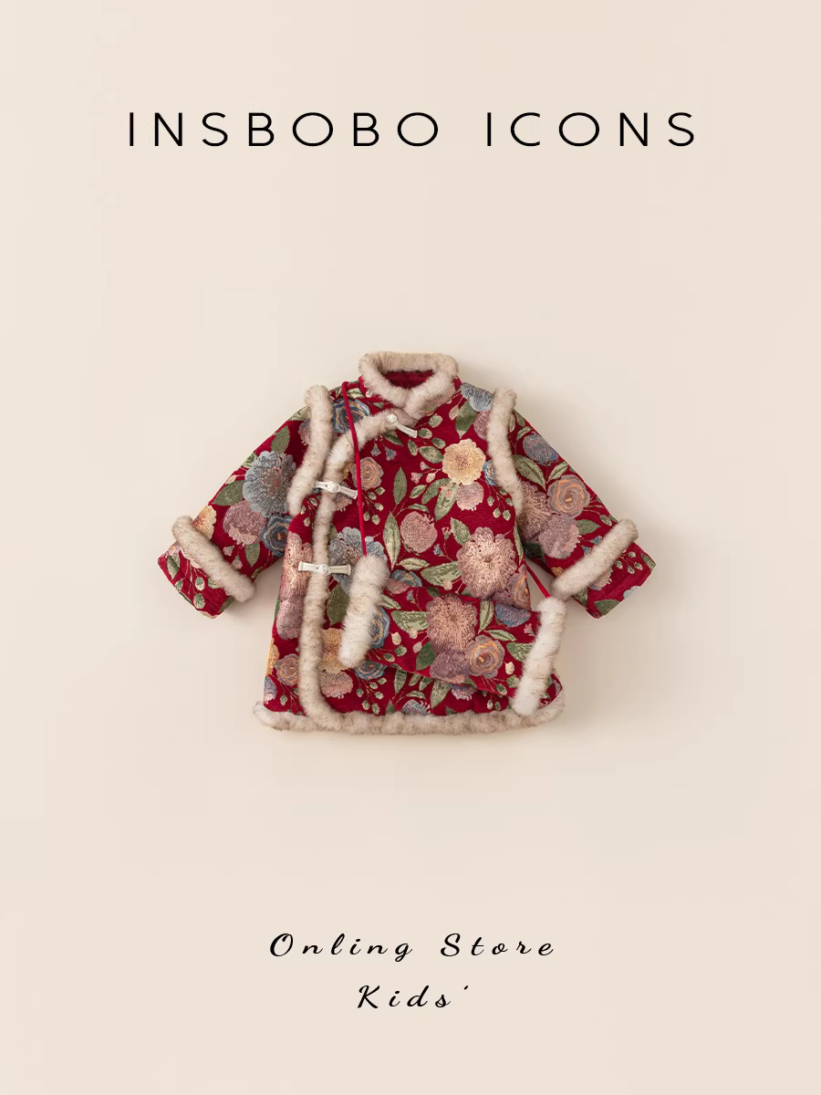 Hanfu dành cho bé gái, váy sườn xám cho bé gái, quần áo mùa đông phong cách Trung Hoa, trang phục trang trọng cho bé gái một tuổi, quần áo phong cách Trung Hoa mới cho trẻ em trong mùa đông.