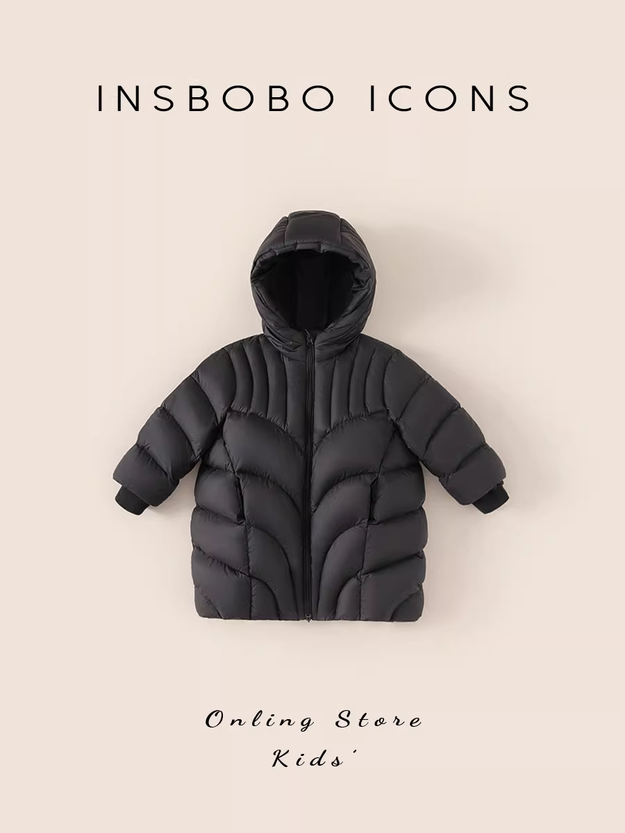 Áo khoác lông vũ trẻ em INSbobo, áo khoác lông vũ mùa đông ba lớp chống thấm cho bé trai, áo khoác lông vũ dài 90% lông vịt trắng cho bé gái mặc mùa đông