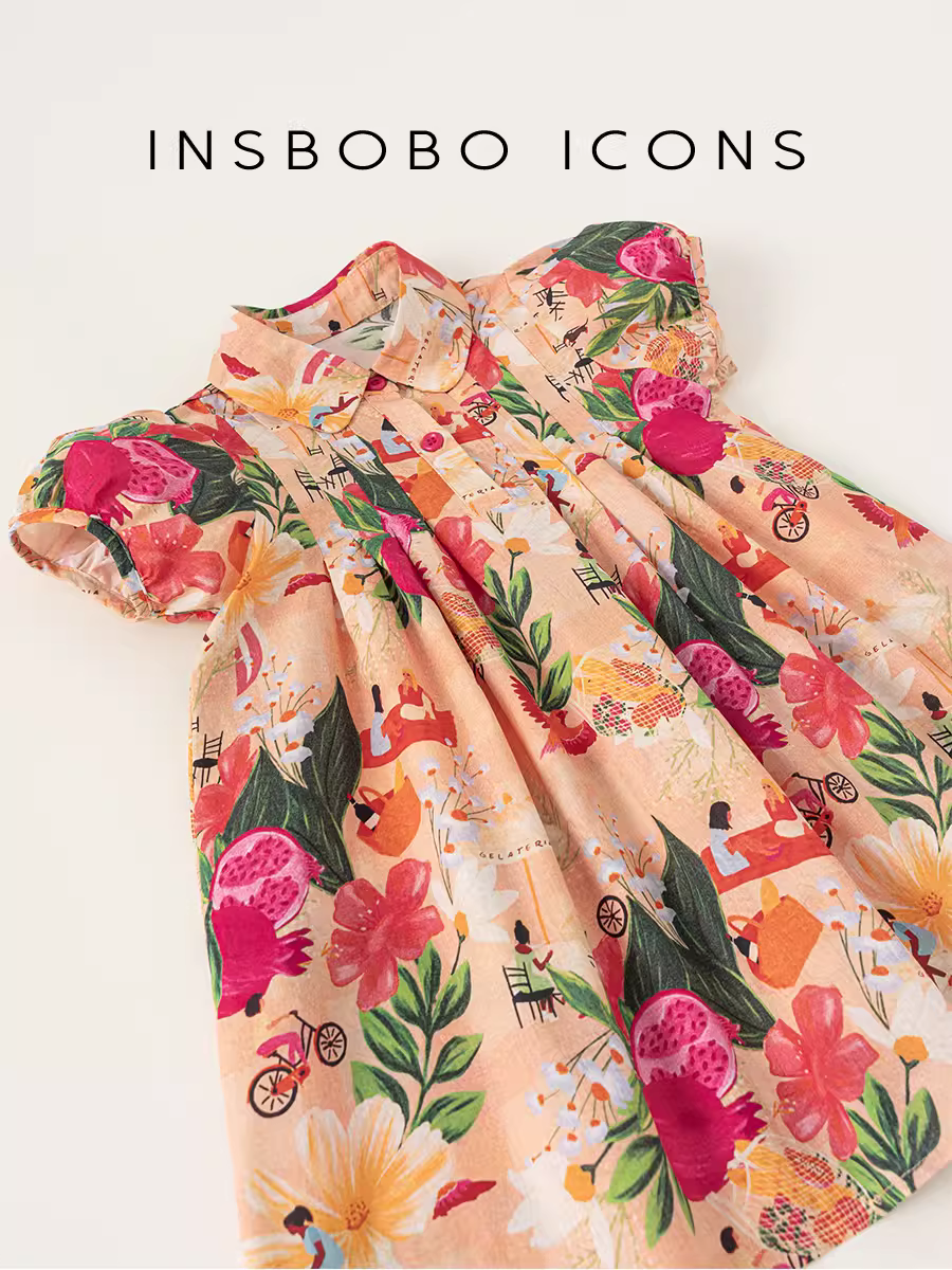 INSbobo váy mùa hè cho bé gái váy hoa mùa hè cho trẻ em váy công chúa váy sơ mi mới quần áo trẻ em sành điệu cho bé gái