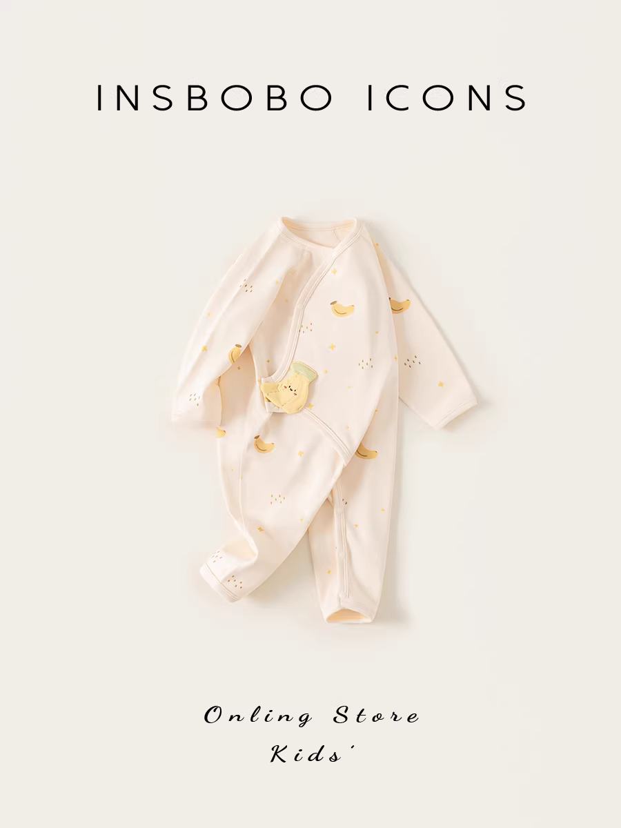 Quần áo trẻ em INSbobo thu đông 2025, bộ liền thân bé sơ sinh thời trang, dài tay, mùa xuân thu
