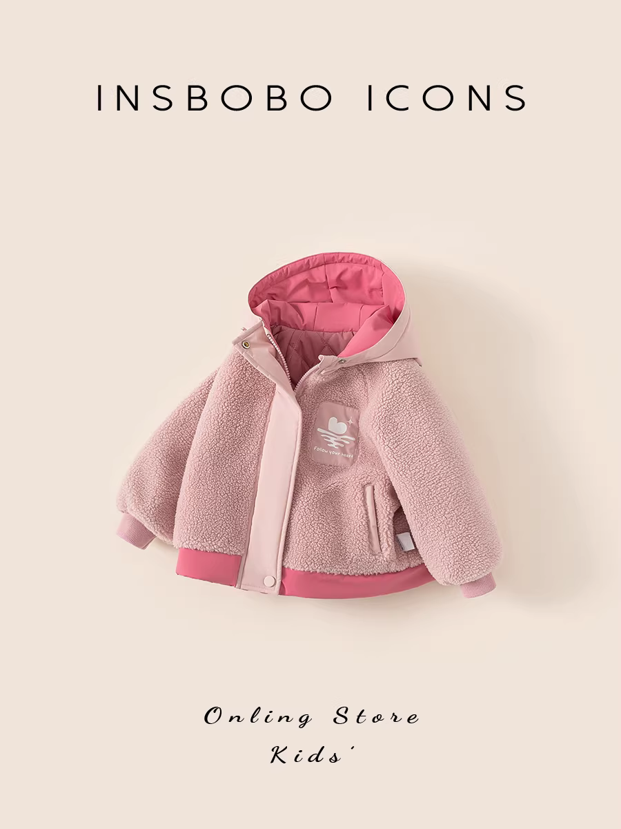 Áo khoác bé gái INSbobo thu đông 2025 kiểu mới, áo len lông thú may chần bông cho bé gái, quần áo mùa đông ấm áp, thời trang và hợp xu hướng