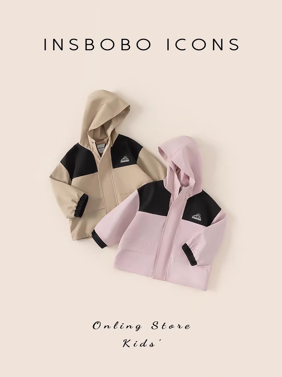 Áo khoác trẻ em INSbobo cho bé gái mùa thu đông 2024, áo khoác ba lớp chống thấm cho bé trai, áo ấm mùa thu thời trang