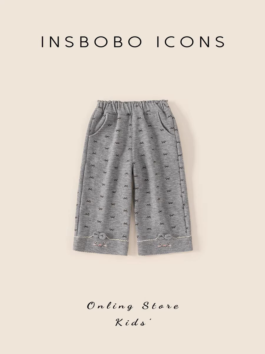 Quần INSbobo bé gái mùa đông 2025, kiểu dáng mới dày dặn, ống thẳng, thời trang thu đông, quần thường ngày cho trẻ em