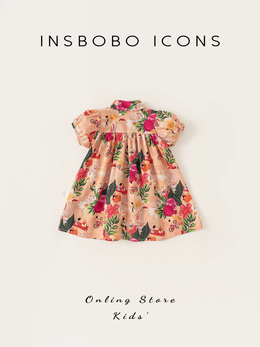 INSbobo váy mùa hè cho bé gái váy hoa mùa hè cho trẻ em váy công chúa váy sơ mi mới quần áo trẻ em sành điệu cho bé gái