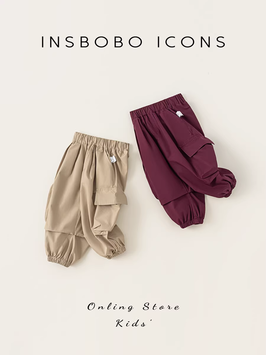 Quần trẻ em INSbobo thu đông 2025 kiểu dáng thời trang quần cargo bé trai quần áo thu bé gái quần áo trẻ em thời thượng