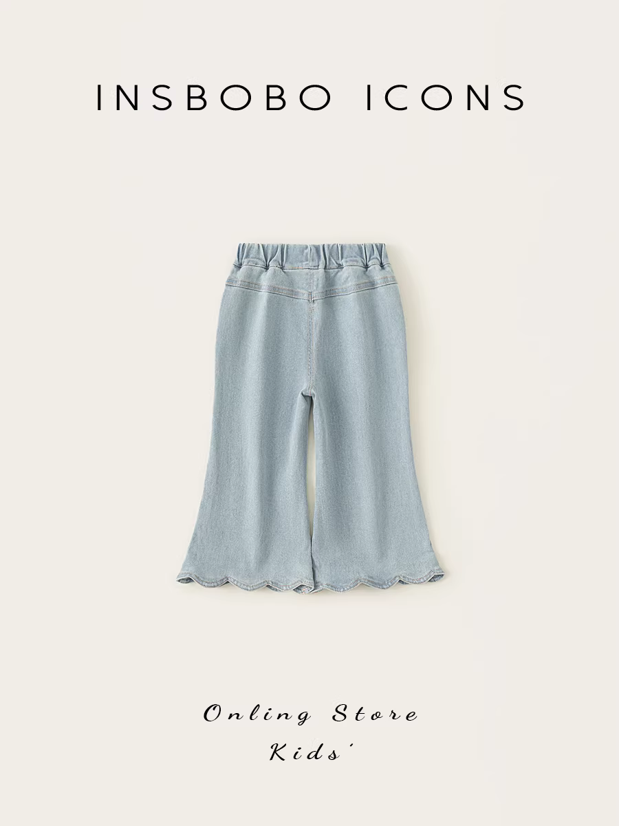 Quần bé gái INSbobo thu đông 2025 kiểu mới quần bò bé gái quần loe trẻ em quần dài