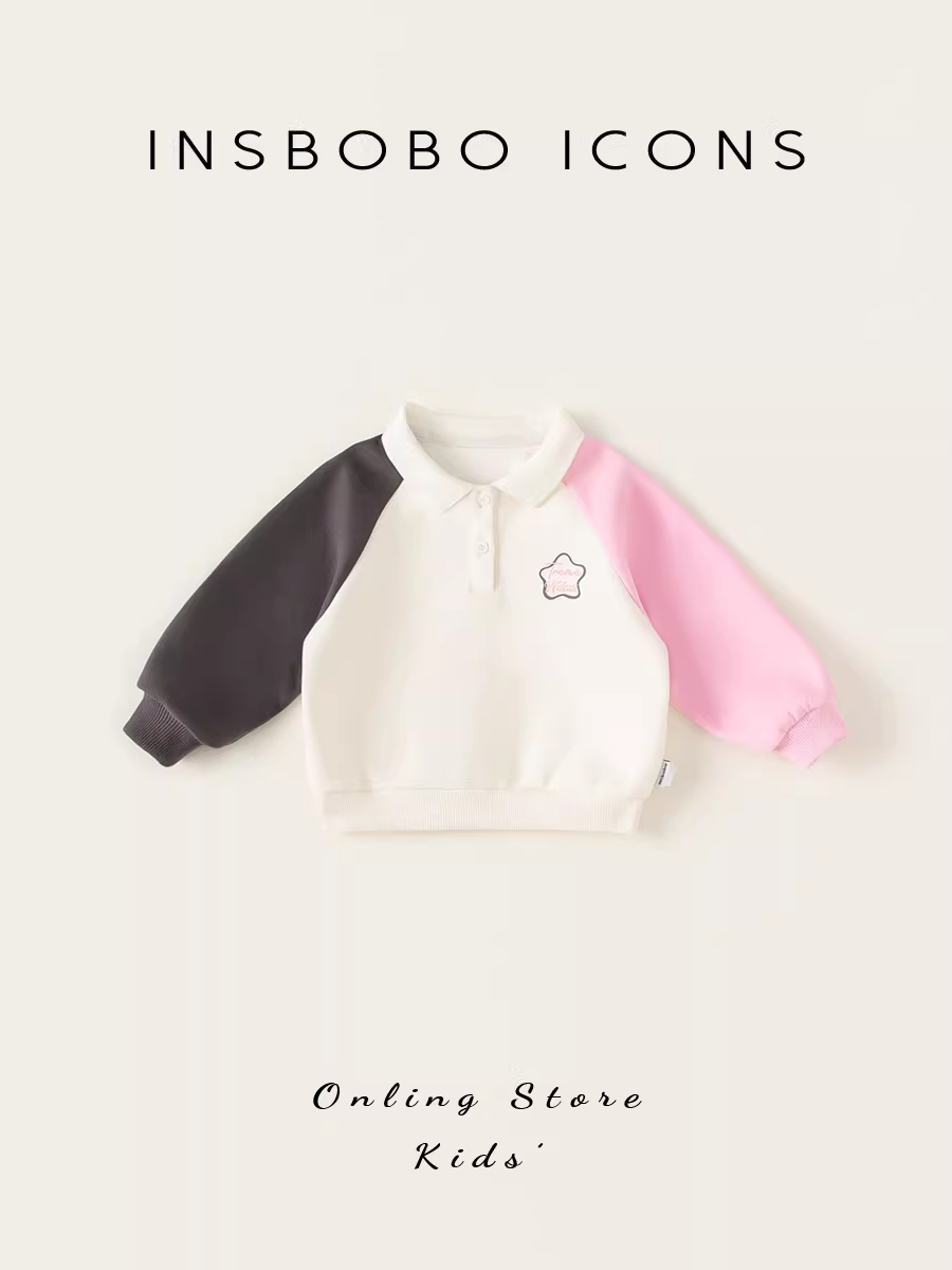Áo thun bé gái INSbobo xuân thu 2025 kiểu thu mới áo bé gái phối màu áo bé trai thu đông thời trang trẻ em