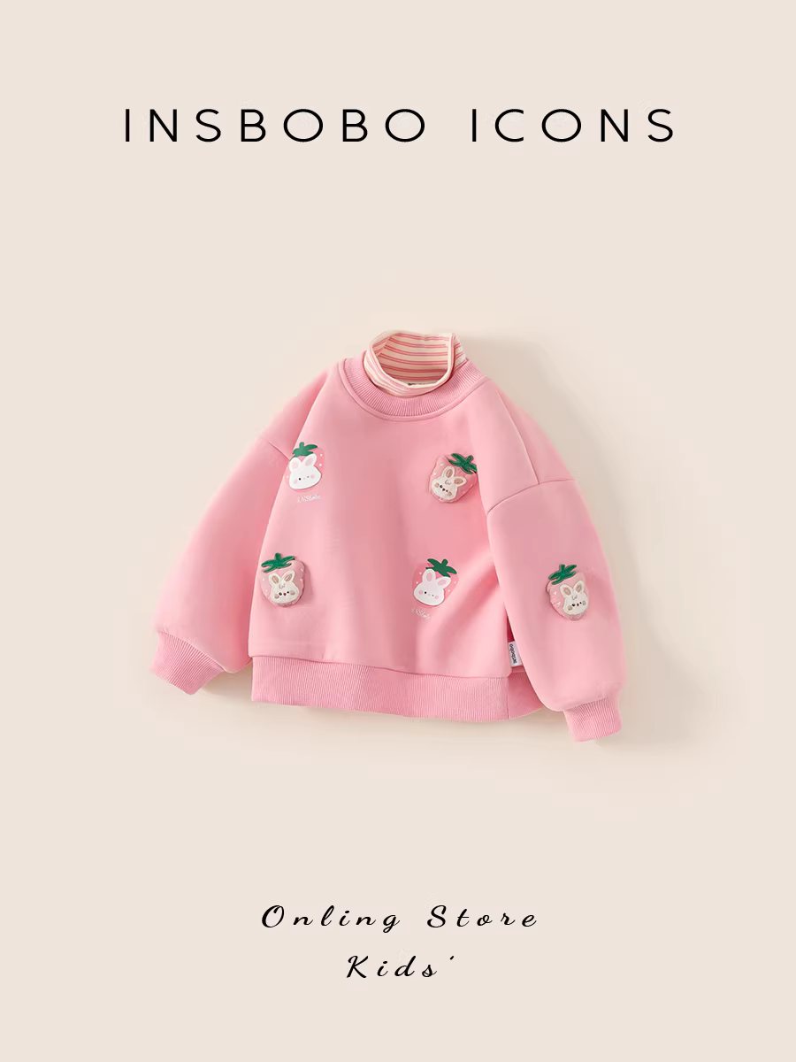 Áo len nữ INSbobo kiểu mới 2025, áo trẻ em thời trang dày dặn mùa đông, áo dài tay thời trang cho mùa thu đông