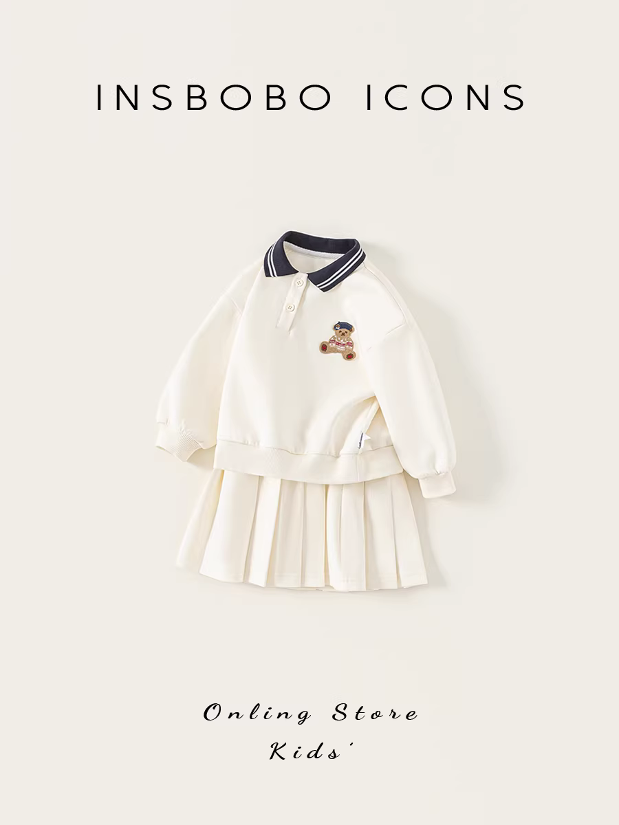 Bộ đồ trẻ em INSbobo [Teddy Bear Series] Thu Đông 2025 - Phong cách mới, trang phục chị em gái, quần áo anh em trai