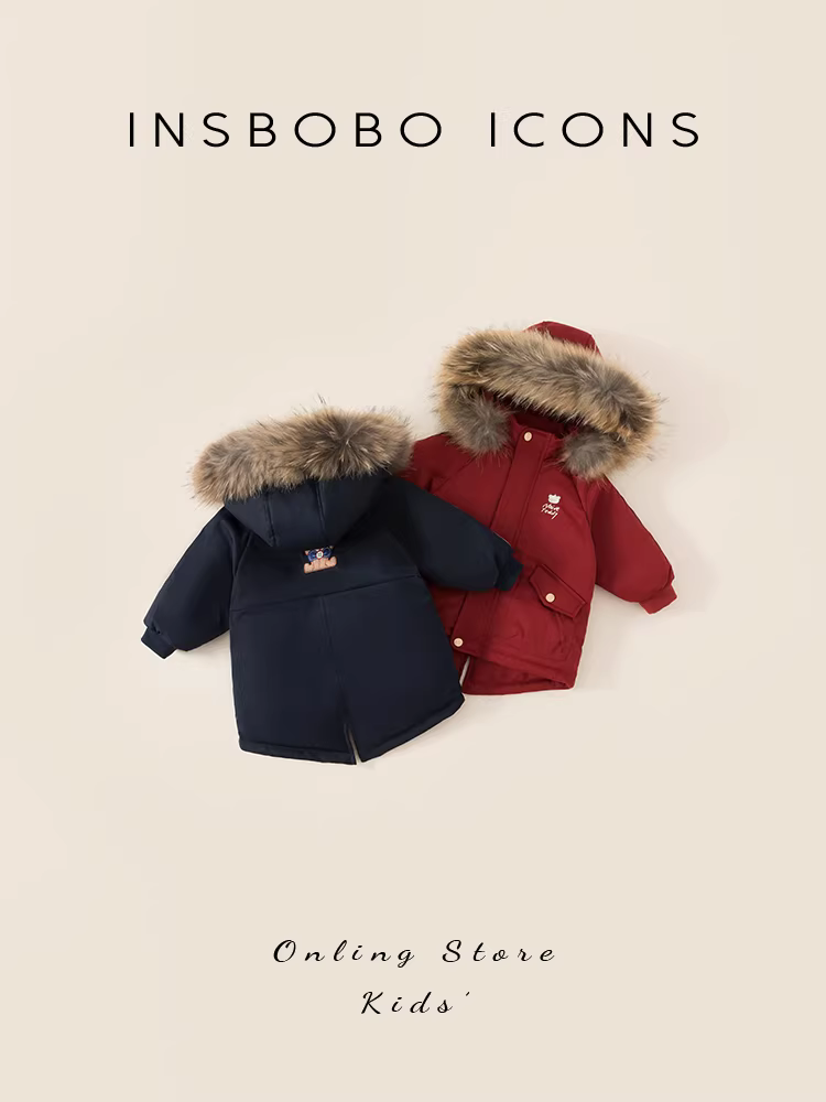 Áo khoác phao trẻ em màu đỏ, áo khoác phao bé trai, áo khoác phao bé gái kiểu mới 2025, quần áo mùa đông ấm áp Giáng sinh