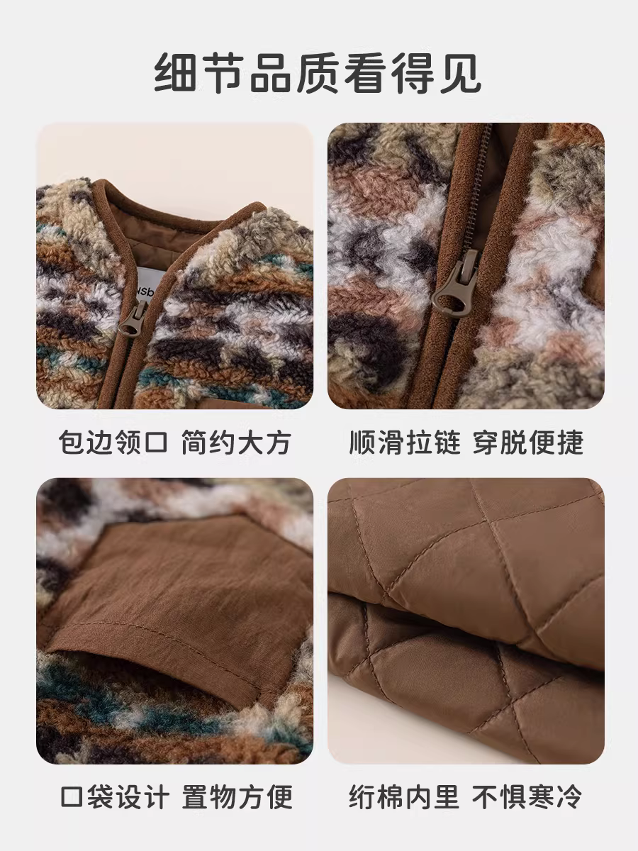 Áo ghi lê trẻ em INSbobo 2025 kiểu mới mùa đông dành cho bé gái, áo ghi lê dày giữ ấm cho bé trai, thời trang mùa thu đông