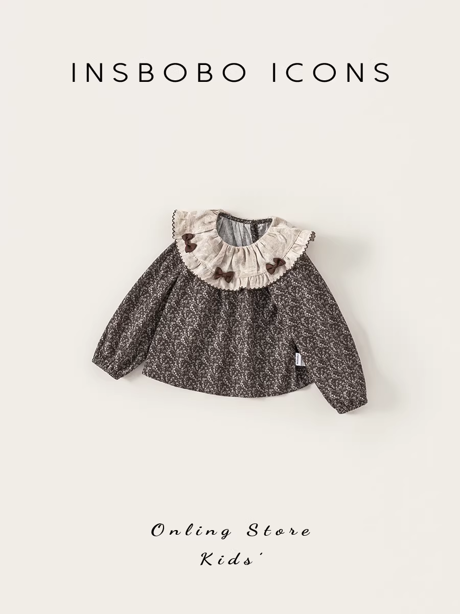 Áo sơ mi bé gái INSbobo 2025 kiểu dáng mới thời trang, áo bé gái mùa thu, áo dài tay thời trang cho bé mùa xuân và mùa thu