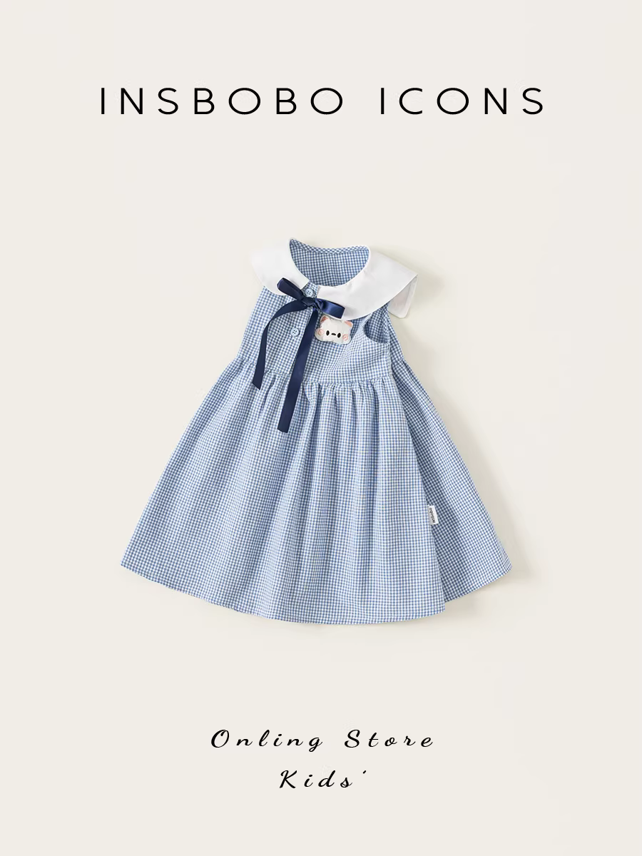 Váy bé gái INSbobo mùa hè kiểu dáng mỏng Váy bé gái một tuổi Váy búp bê trẻ em phong cách preppy Trang phục mùa hè cho bé