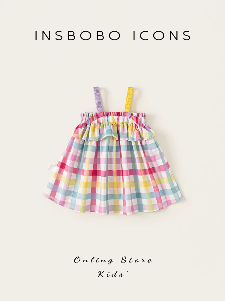 INSbobo váy bé gái mùa hè kiểu dáng mỏng váy trẻ em váy dây bé gái thời trang quần áo trẻ em xu hướng mùa hè