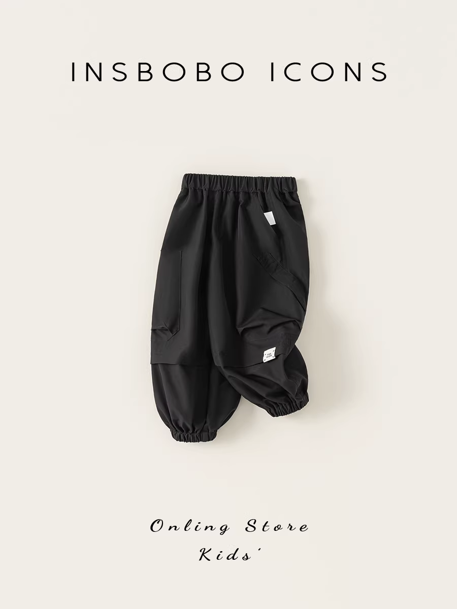 Quần cargo bé trai INSbobo thu đông 2025 kiểu mới xuân thu quần dài trẻ em thời trang