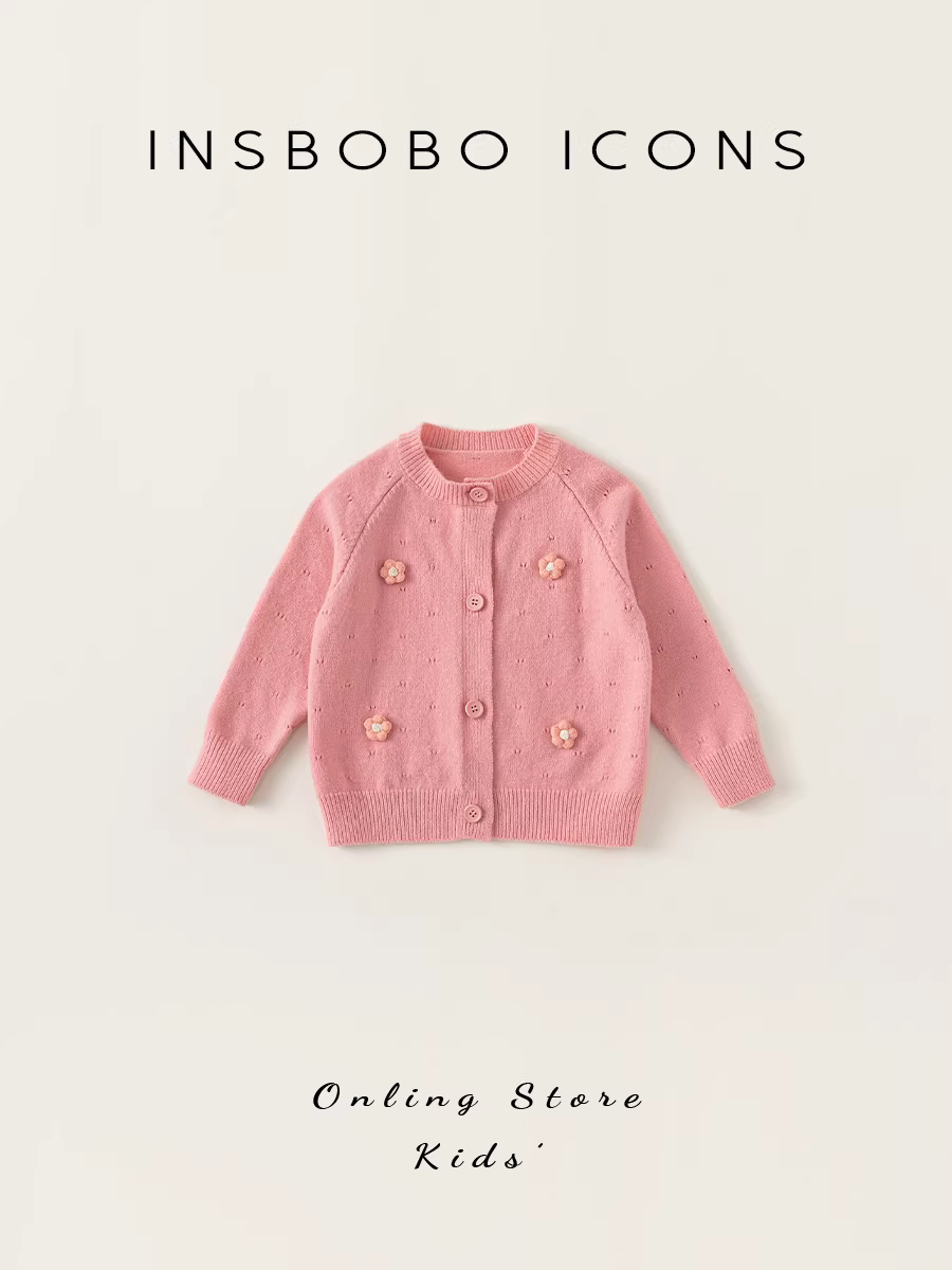 Áo len dệt kim INSbobo cho bé gái, kiểu mới thu đông 2025, áo khoác len trẻ em, thời trang và sành điệu