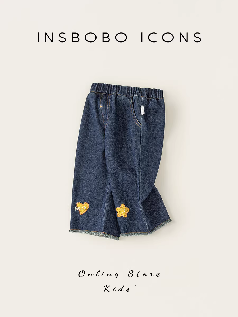 Quần bé gái INSbobo thu đông 2025, quần jeans trẻ em, quần ống đứng bé gái, quần dài trẻ em thời trang