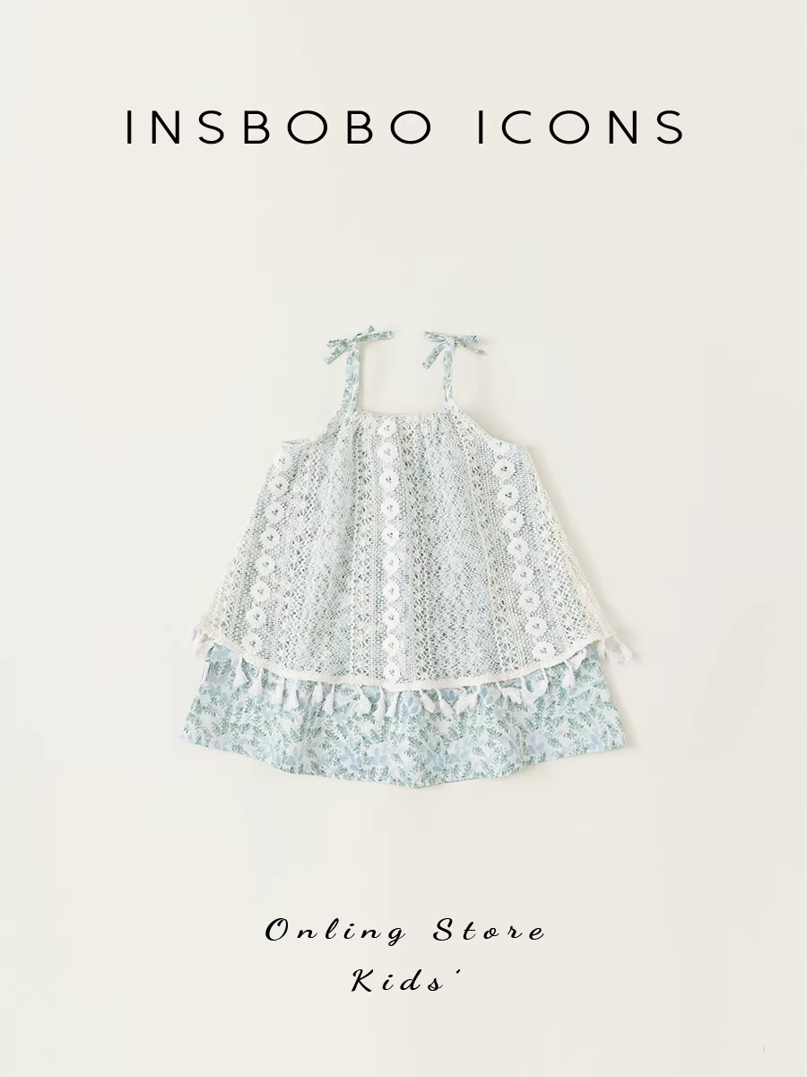 INSbobo váy dây đeo cho bé gái váy mùa hè váy ren ngọt ngào váy công chúa váy trẻ em phong cách mới quần áo trẻ em cho bé gái mùa hè
