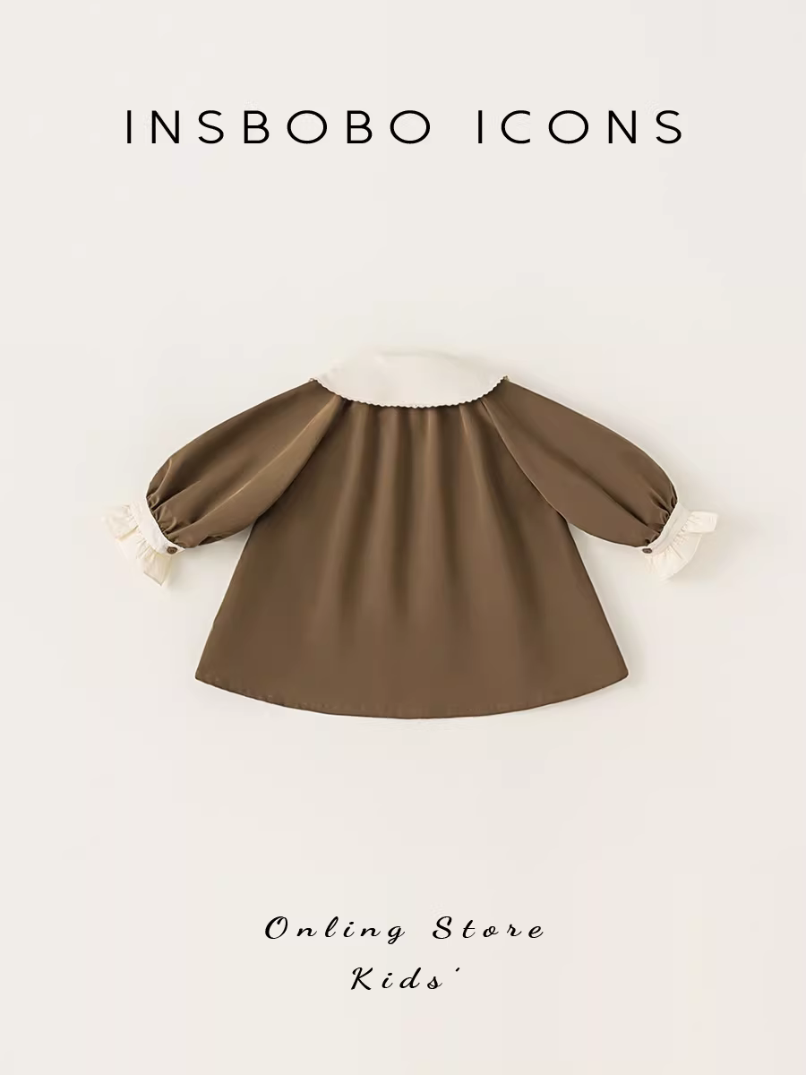 Váy bé gái INSbobo thu đông 2025 kiểu mới, áo khoác dài thời trang trẻ em