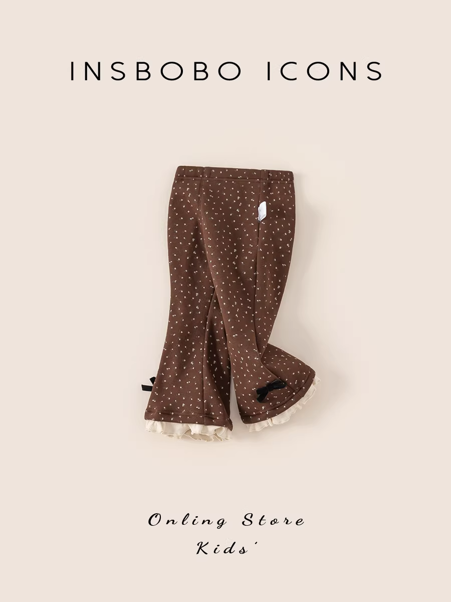 Quần bé gái INSbobo thu đông 2025 kiểu mới, quần dài lót lông cừu dày dặn, quần trẻ em dày dặn, phong cách thường ngày, thời trang mùa đông