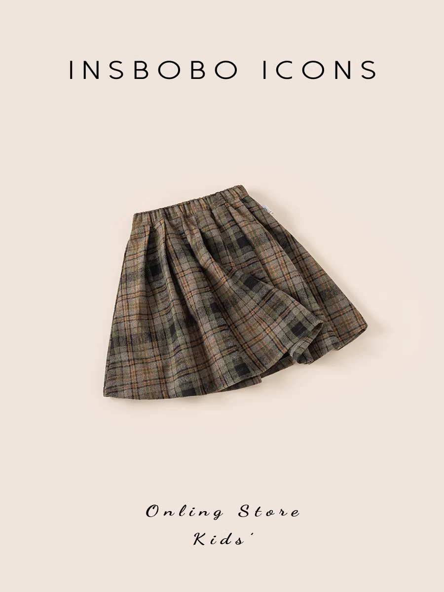 Váy nhung trẻ em INSbobo kiểu mới mùa đông 2025, váy xếp ly bé gái mùa thu đông thời trang