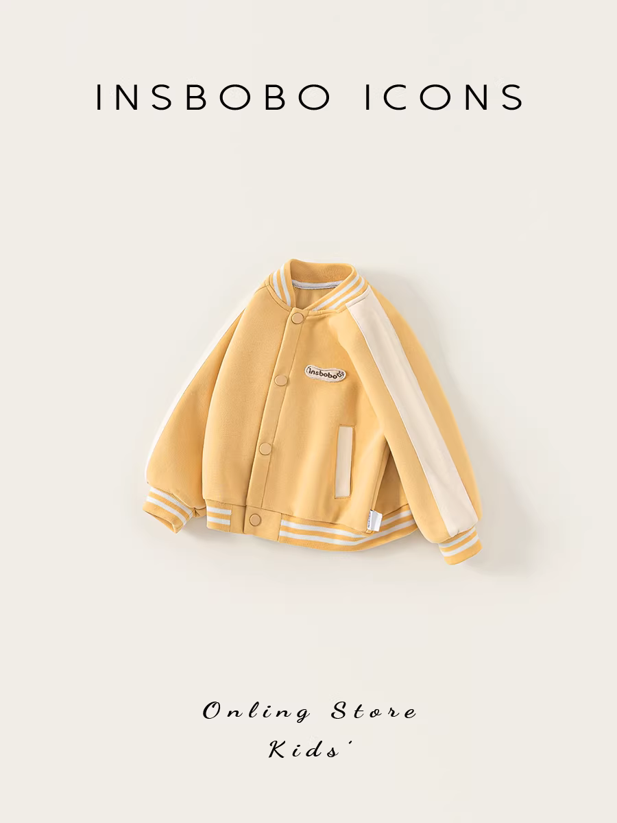 Áo khoác bé gái INSbobo mùa thu, áo khoác bóng chày cho bé gái 2025, quần áo mùa xuân thu mới, thời trang trẻ em, quần áo trẻ em hợp xu hướng
