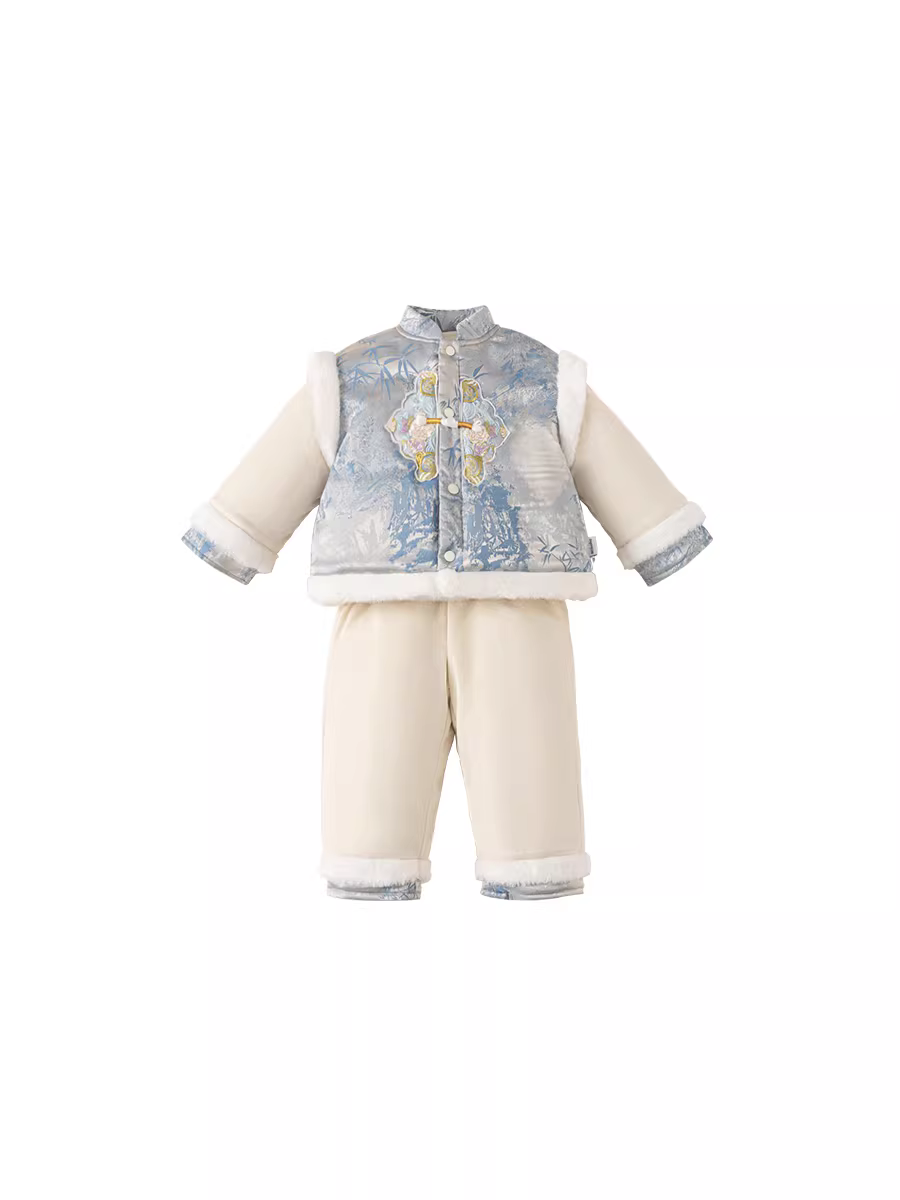 Trang phục mùa đông Hanfu dành cho bé trai Bộ đồ trẻ em mùa đông Trang phục sinh nhật đầu tiên của bé trai Quần áo mùa đông theo phong cách truyền thống của Trung Quốc Bộ đồ theo phong cách Trung Quốc mới mùa thu đông