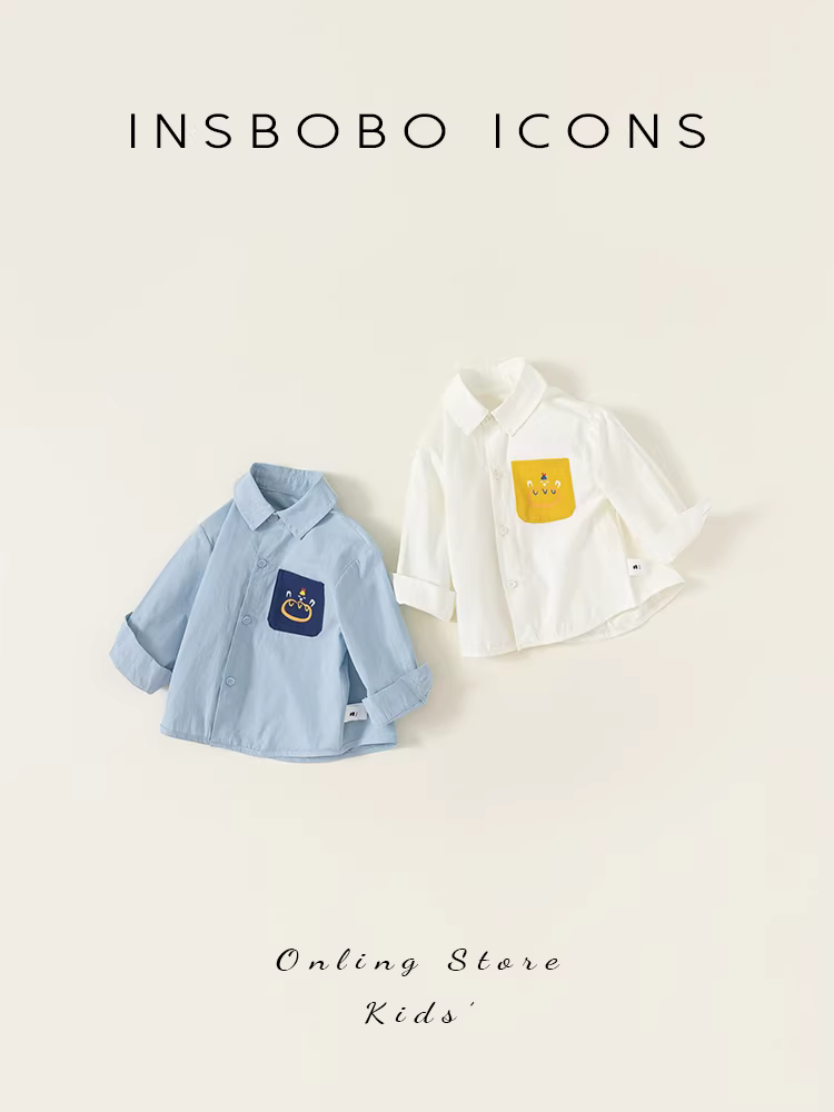 Áo sơ mi bé trai INSbobo thu đông 2025 kiểu mới, áo trẻ em đẹp trai, quần áo trẻ em xuân thu, áo dài tay bé trai mùa thu