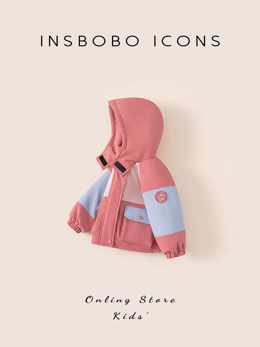Áo khoác bé gái INSbobo mùa đông 2025 mới, áo gió trẻ em may chần bông, dày dặn, ấm áp, thời trang