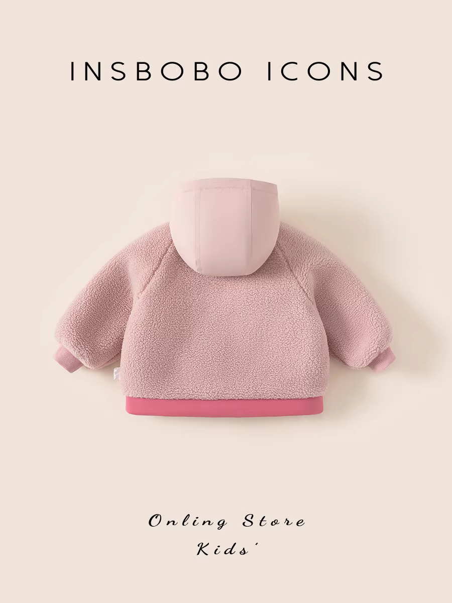 Áo khoác bé gái INSbobo thu đông 2025 kiểu mới, áo len lông thú may chần bông cho bé gái, quần áo mùa đông ấm áp, thời trang và hợp xu hướng