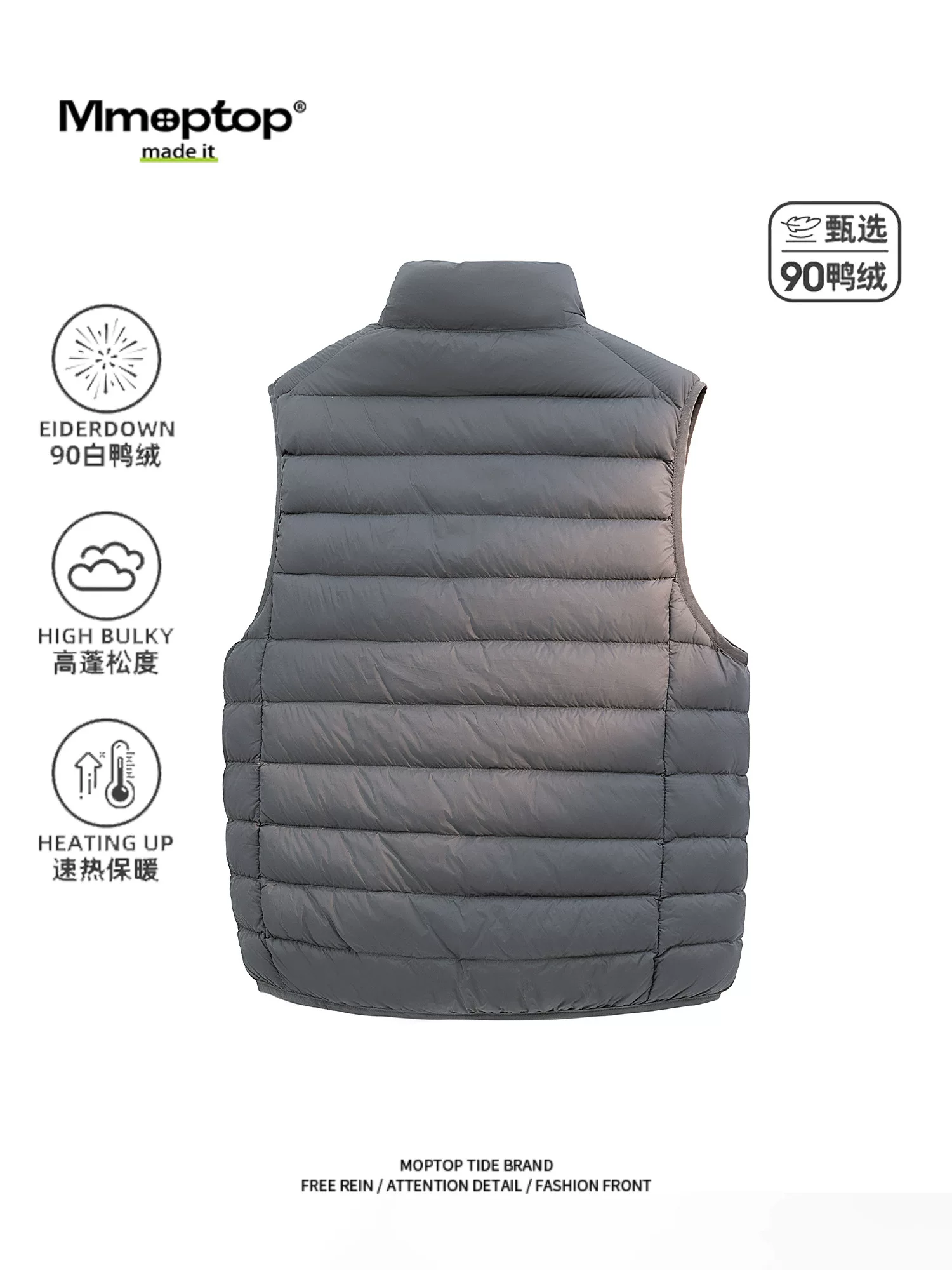 Áo vest có gân kiểu cổ điển của Mỹ Mmoptop dành cho nam, áo vest ấm nhẹ mùa đông mới, áo khoác không tay thông thường.