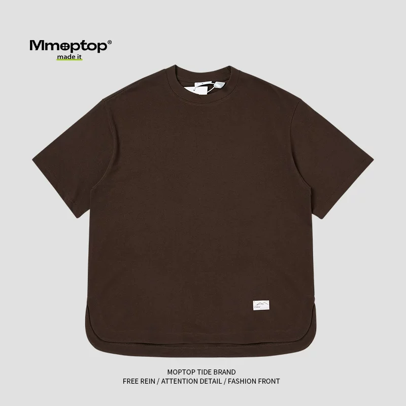 Mmoptop mùa hè dáng rộng đa năng áo thun cotton dày dặn nam hợp thời trang mới cổ tròn màu trơn giản dị tay ngắn nam