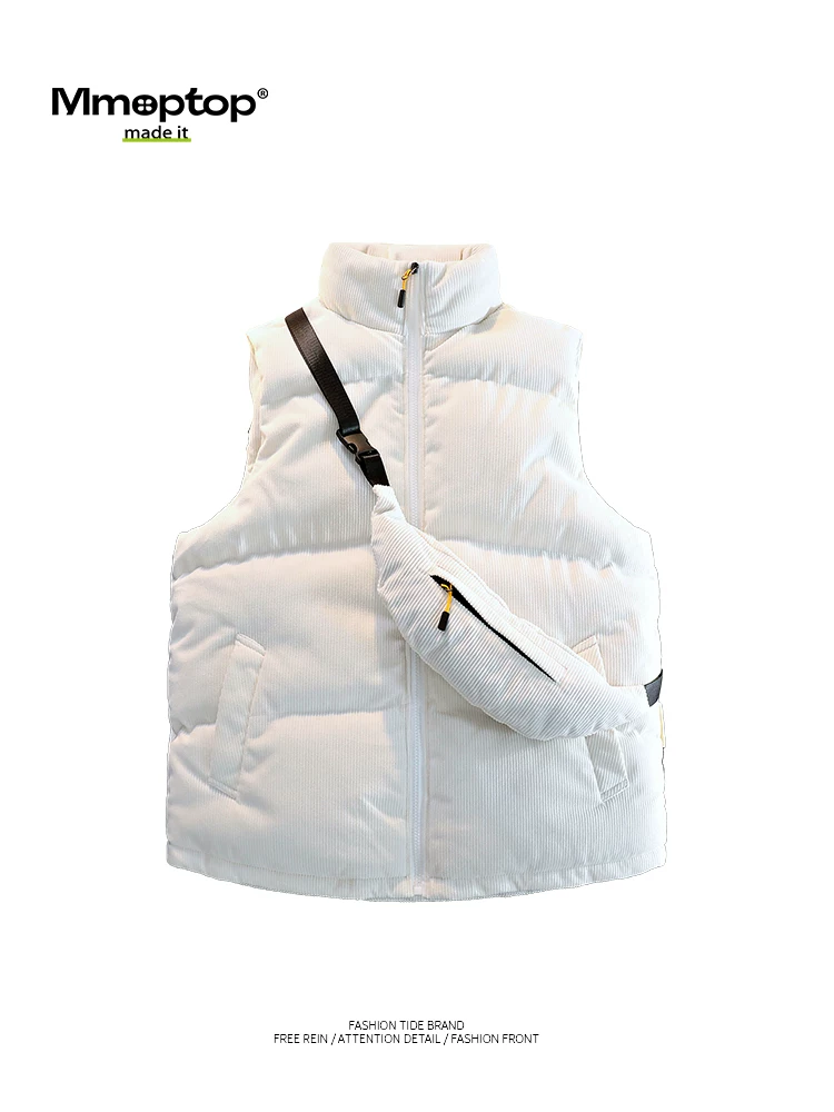 Áo vest nhung kẻ Mmoptop dành cho nam mùa thu đông 2024, áo khoác dày dặn bằng cotton, áo khoác ấm áp thường ngày dành cho nam