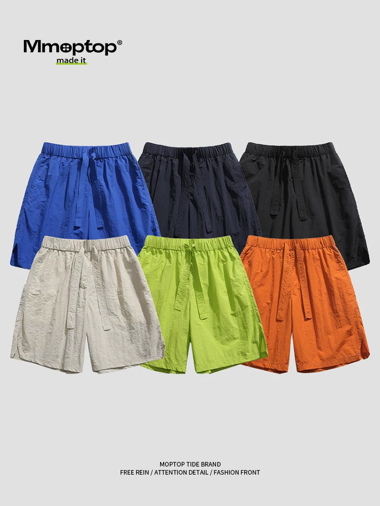Mmoptop quần short đi biển đa năng mới dành cho nam, thương hiệu hợp thời trang, quần short nhanh khô bằng lụa băng mát mẻ, quần thể thao năm điểm mùa hè